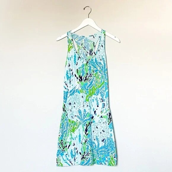 ✨Like New Lilly Pulitzer Cordon Racerback Dress Let's Cha Cha Spa Blue Size XS - Picture 2 of 12